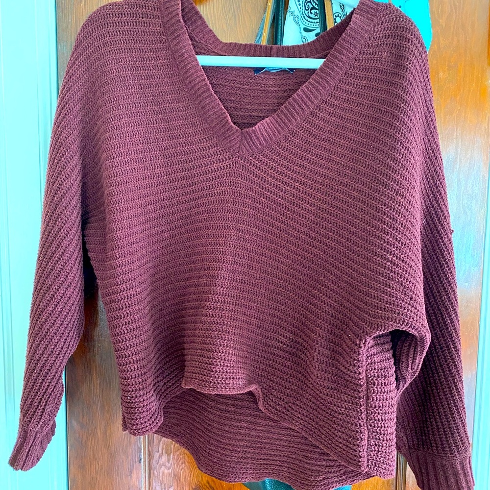 maroon cropped sweater